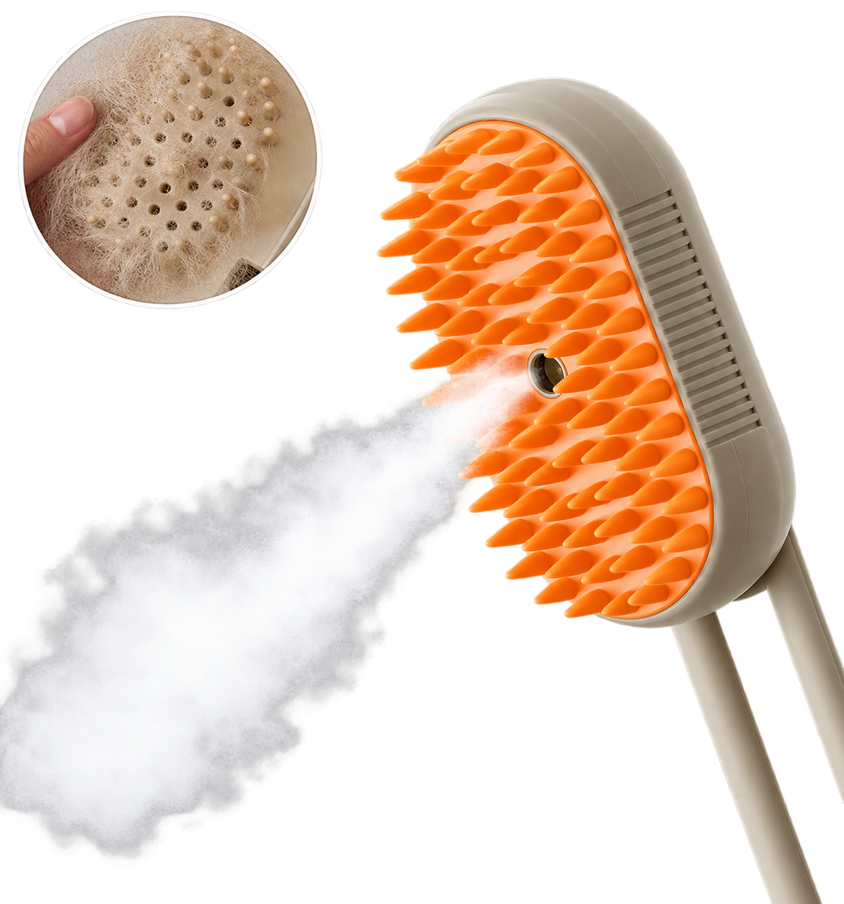 Cepillo Vapor 3 en 1 – Masaje y Quita Pelo